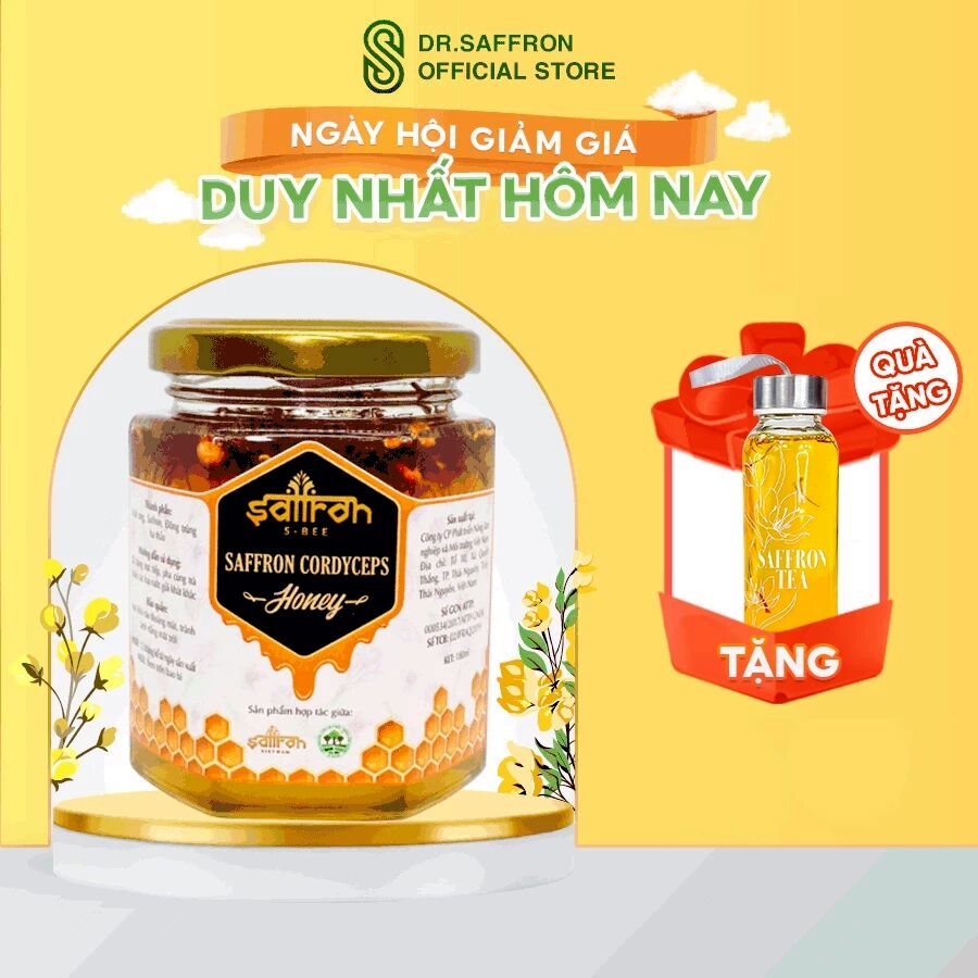 Mật ong saffron ngâm đông trùng hạ thảo thương hiệu Saffron Việt Nam